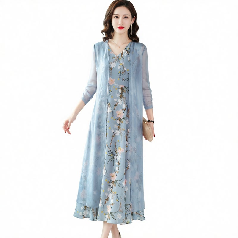 Fashion Print Two-Piece Dress Set, Casual Spring Autumn Outfit - Image 3