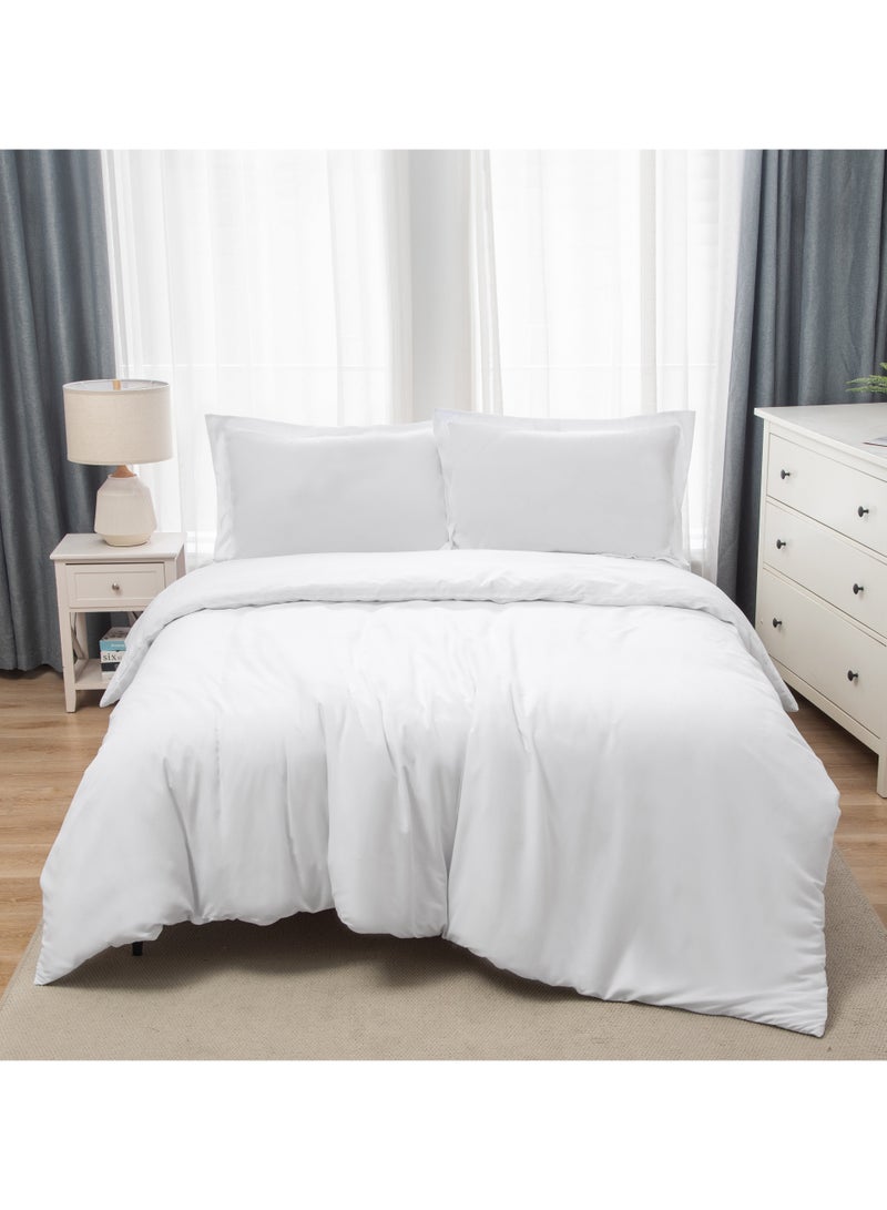 PanaX Bedding Duvet Cover Double Size Set- 1Pieces Duvet Cover 170X220Cm / 2Pieces-Pillow Shams 50X75Cm (White, Double) - Image 1