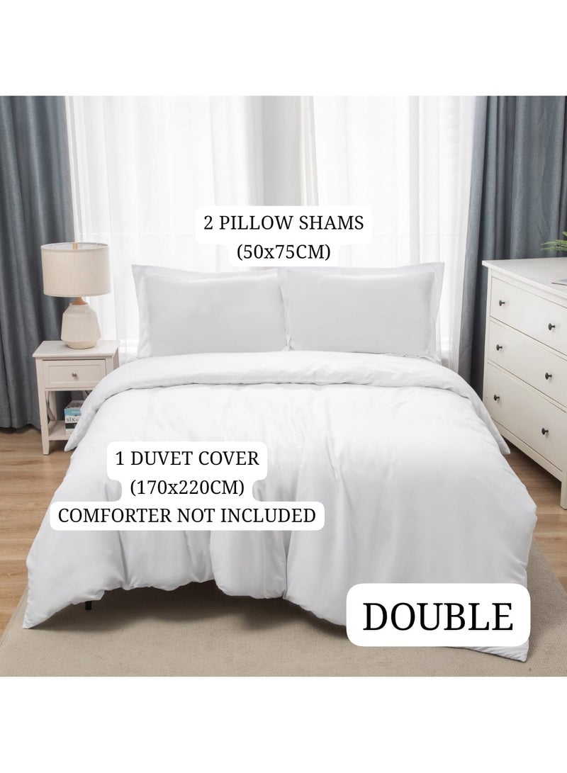 PanaX Bedding Duvet Cover Double Size Set- 1Pieces Duvet Cover 170X220Cm / 2Pieces-Pillow Shams 50X75Cm (White, Double) - Image 3