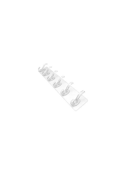 Self Adhesive 6 Hooks Wall Hanger Clear
