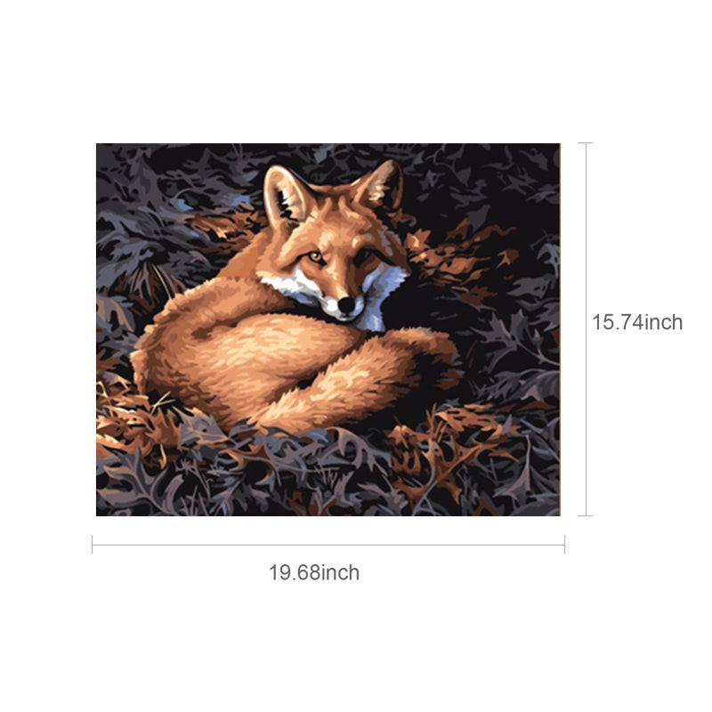 16 × 20 بوصة حزينة لوحة زيتية يدوية على قماش بالرسم بالأرقام بنمط الحيوانات (الغزال والطائر والثعلب) للبالغين والأطفال المبتداعين، حرفة، ديكور جدار منزلي، هدية بدون إطار - Image 3