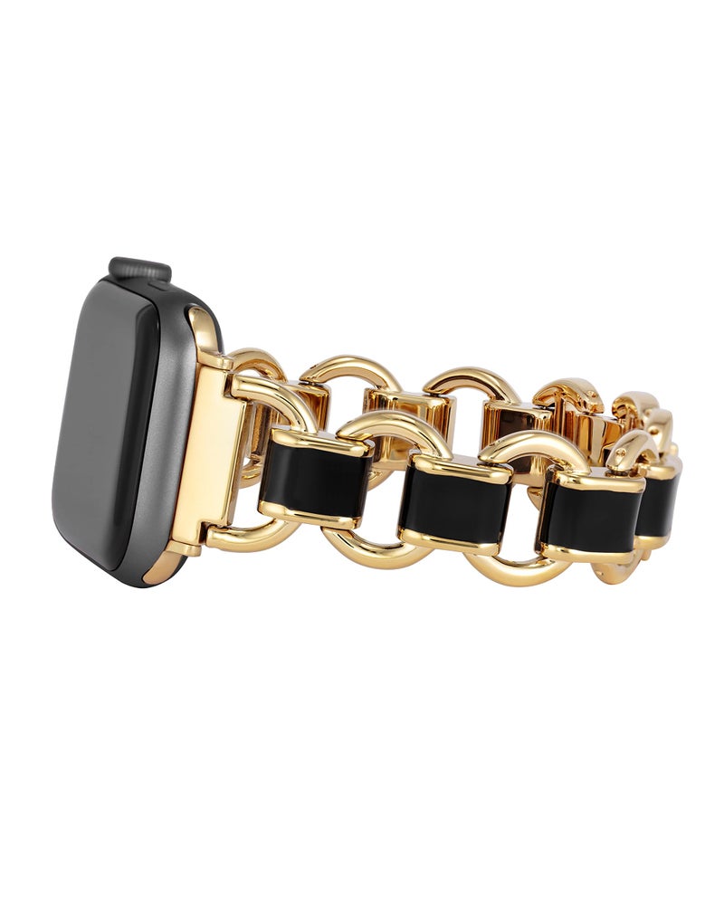 ANNE KLEIN WITHit Anne Klein Fashion Chain Bracelet for Apple Watch, Secure, Adjustable, Apple Watch Replacement Band, Fits Most Wrists (42/44/45mm, Black and Gold) - Image 2