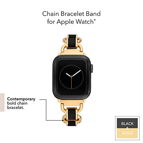 ANNE KLEIN WITHit Anne Klein Fashion Chain Bracelet for Apple Watch, Secure, Adjustable, Apple Watch Replacement Band, Fits Most Wrists (42/44/45mm, Black and Gold) - Image 4