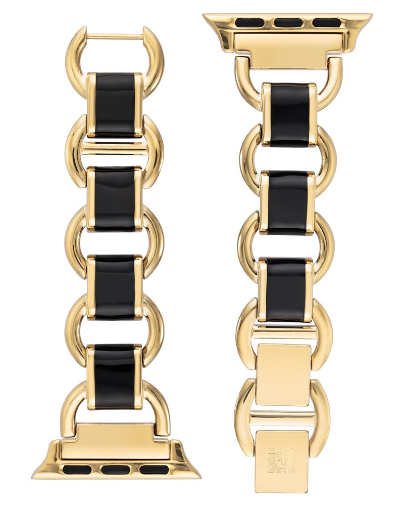 ANNE KLEIN WITHit Anne Klein Fashion Chain Bracelet for Apple Watch, Secure, Adjustable, Apple Watch Replacement Band, Fits Most Wrists (42/44/45mm, Black and Gold) - Image 3