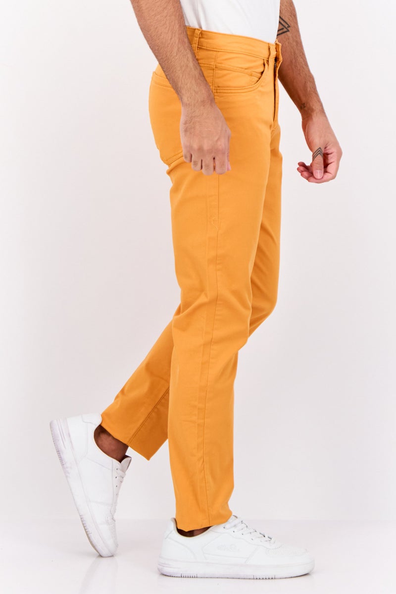 Sorbino Men Regular Fit Solid Chino Pants, Orange - Image 4