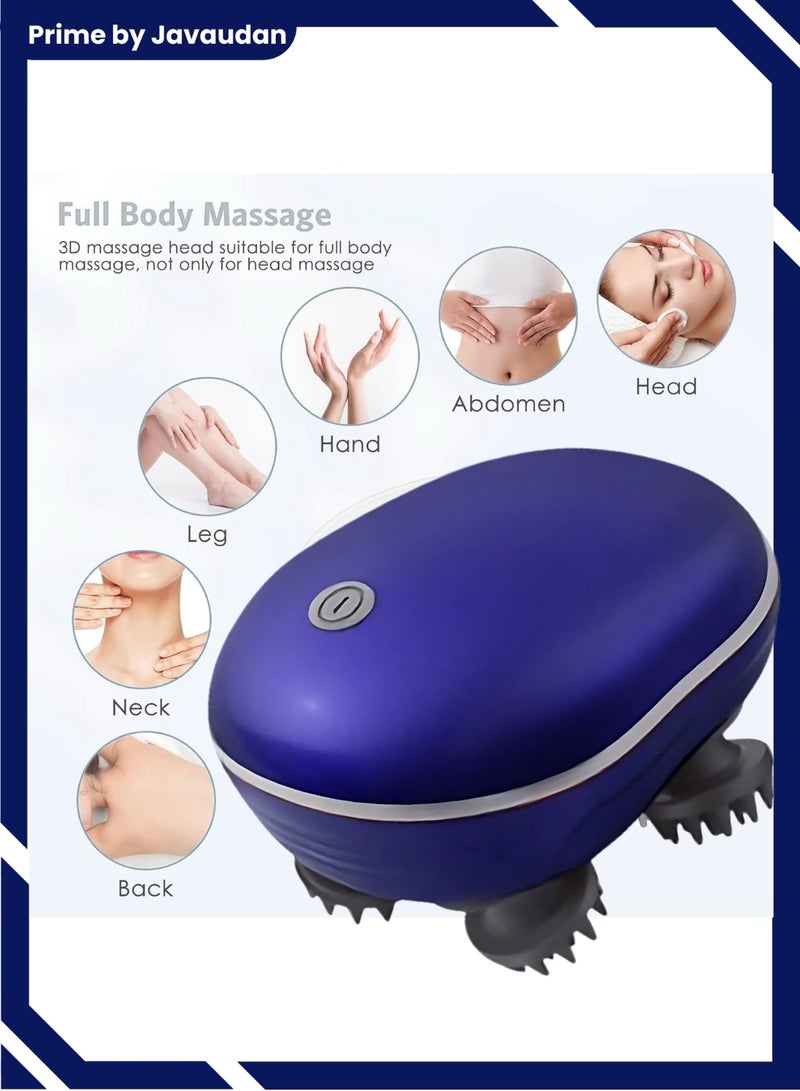 برايم بي جافاودان مدلك فروة الرأس الكهربائي ، مدلك رأس محمول مقاوم للماء لنمو الشعر ، مدلك محمول باليد مع 4 رؤوس للتدليك ، قابل للفك والغسل ، أداة هرش يدوية لتنظيف عميق لنمو الشعر ، أدوات الاسترخاء لتدليك فروة الرأس - Image 2