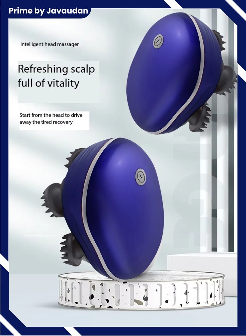 برايم بي جافاودان مدلك فروة الرأس الكهربائي ، مدلك رأس محمول مقاوم للماء لنمو الشعر ، مدلك محمول باليد مع 4 رؤوس للتدليك ، قابل للفك والغسل ، أداة هرش يدوية لتنظيف عميق لنمو الشعر ، أدوات الاسترخاء لتدليك فروة الرأس - Image 4