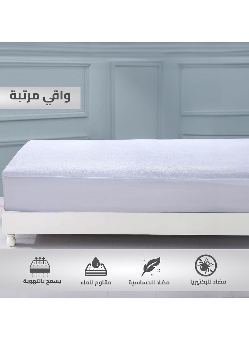 سمارت هوم غطاء واقي لحماية المرتبة ممتاز مقاوم للماء ، ناعم وجيد التهوية مع حواف مطاطية محكمة حتى ارتفاع  ٣٠ سم، مقاس كوين كبير، قطن ابيض ١٠٠*٢٠٠*٣٠ سم - Image 5