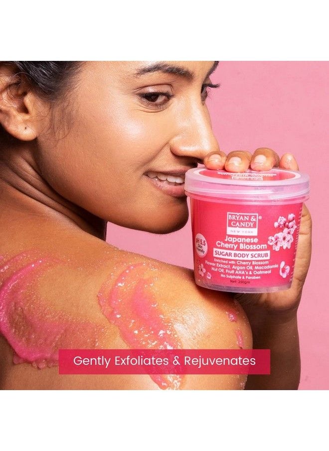 BRYAN & CANDY Cherry Blossom Sugar Body Scrub Ph 5.5 For Tan Removal & Exfoliation;For Women & Men;Enriched With Macadamia And Argan Oil;Removes Dirt & Dead Skin From Knees Elbows & Ankles 250G  - Image 5