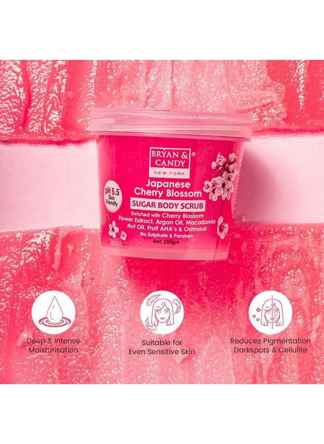 BRYAN & CANDY Cherry Blossom Sugar Body Scrub Ph 5.5 For Tan Removal & Exfoliation;For Women & Men;Enriched With Macadamia And Argan Oil;Removes Dirt & Dead Skin From Knees Elbows & Ankles 250G  - Image 4