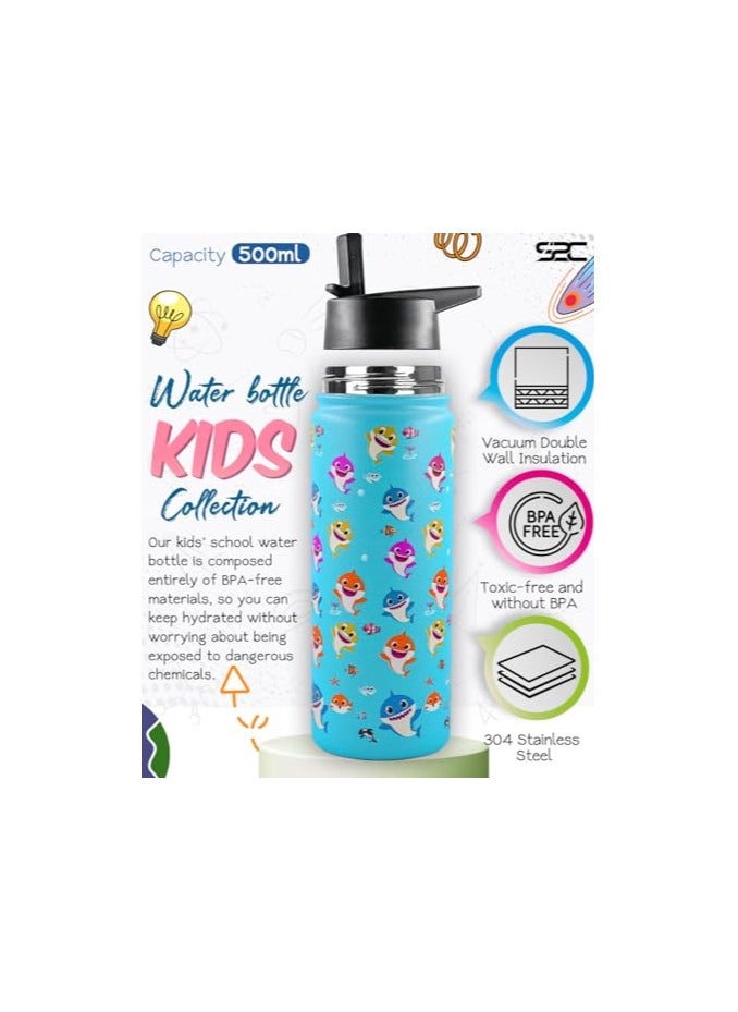 S2C S2C Kids Water Bottle for School with Straw Lid, 550ml Kids water bottle stainless steel water bottle for kids, Double Wall Insulated Water Bottle, Baby water bottle,Steel water bottle, (AQUA)  - Image 4