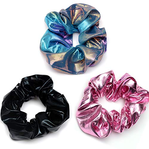 ACCGLORY Shiny Scrunchies Metallic Hair Bands Elastic Hair Ties Set Glitter Ponytail Holder Soft Scrunchy for Women(Hair Scrunchies Set 2) - Image 1