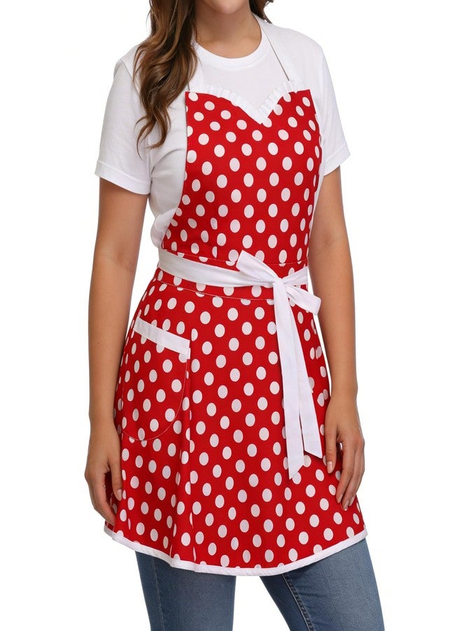 Love Potato Plus Size Women's Apron - Adjustable Long Neck & Waist Ties, Ideal Gift for Wife/Girlfriend, Kitchen Cooking Baking Apron (Vintage Red Polka Dot)