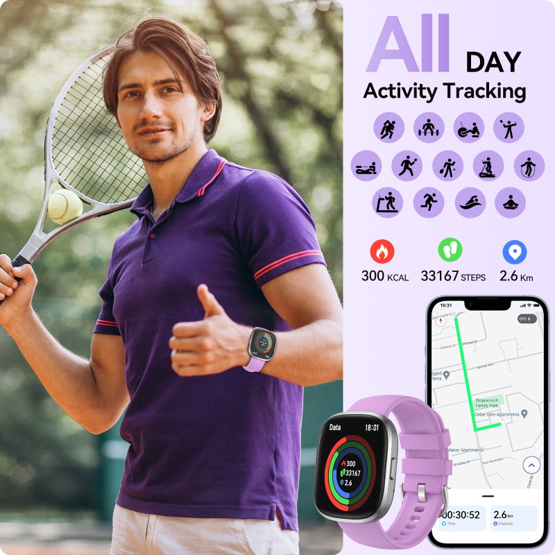 Smart Watch: 1.83 Inch HD Touch Screen, Bluetooth Call, IP68 Waterproof - 21+ Days Standby, Fitness Tracker for Men and Women, Compatible with Android iOS - Image 3