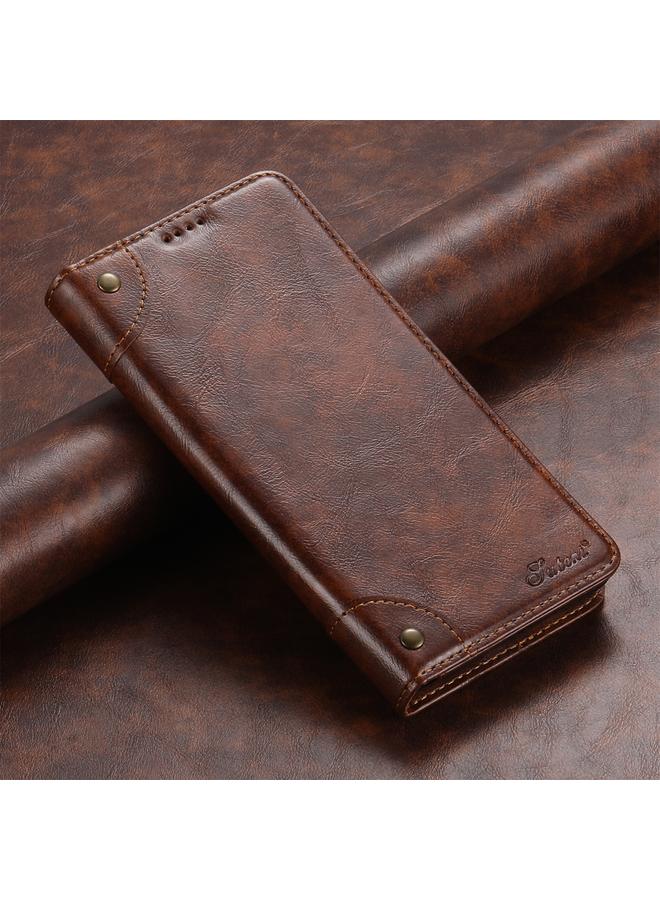 Suteni Case For Samsung Galaxy S23+ 5G Baroque Calf Texture Buckle Wallet Leather Phone Case - Image 2