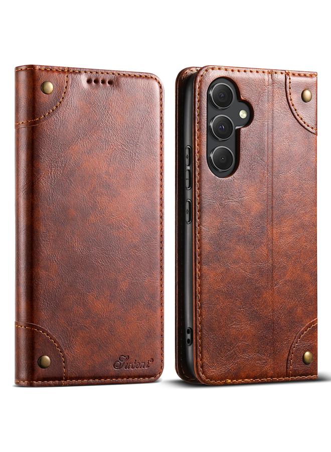 Suteni Case For Samsung Galaxy S23+ 5G Baroque Calf Texture Buckle Wallet Leather Phone Case - Image 1