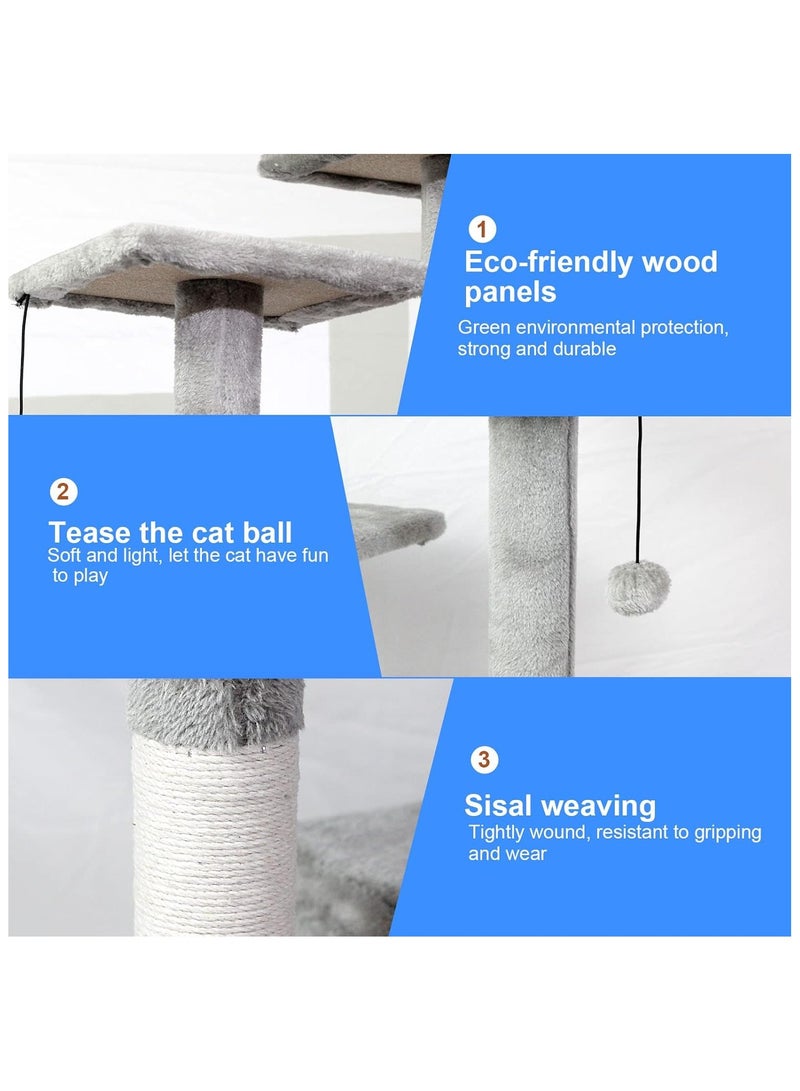 M.A&F's Cat Tree Tower｜Durable Cat Condo with Sisal Scratching Posts｜Cozy Cat House,｜Ladder & Resting Platforms for Indoor Use | Assembly accessories｜120×49×39cm,Gray - Image 4