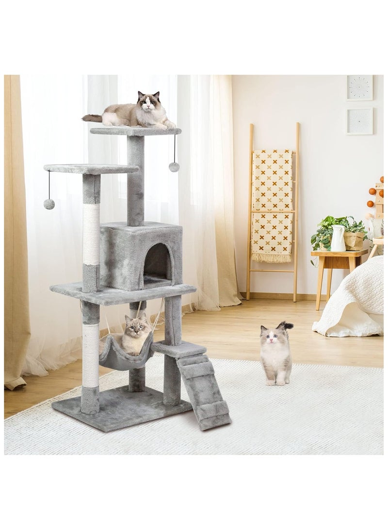 M.A&F's Cat Tree Tower｜Durable Cat Condo with Sisal Scratching Posts｜Cozy Cat House,｜Ladder & Resting Platforms for Indoor Use | Assembly accessories｜120×49×39cm,Gray - Image 5