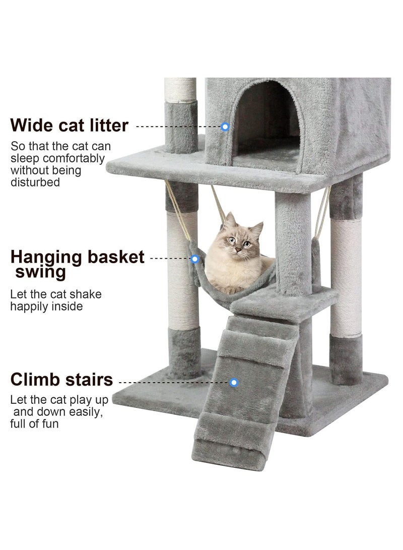 M.A&F's Cat Tree Tower｜Durable Cat Condo with Sisal Scratching Posts｜Cozy Cat House,｜Ladder & Resting Platforms for Indoor Use | Assembly accessories｜120×49×39cm,Gray - Image 3