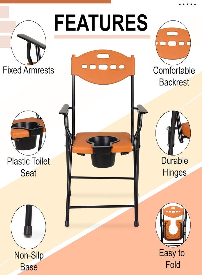 BB SURGICAL Comfortable Plastic Commode Seat Chair, Fixed Armrests, Easy-Fold, Non-Slip Base Suitable for Old, Disabled People & Pregnant Women - Image 3