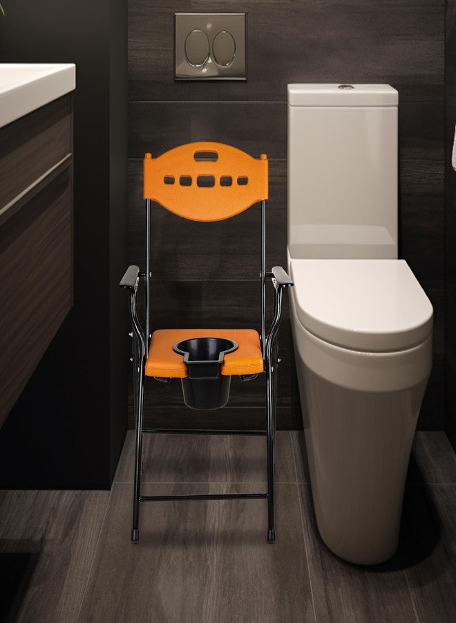BB SURGICAL Comfortable Plastic Commode Seat Chair, Fixed Armrests, Easy-Fold, Non-Slip Base Suitable for Old, Disabled People & Pregnant Women - Image 2