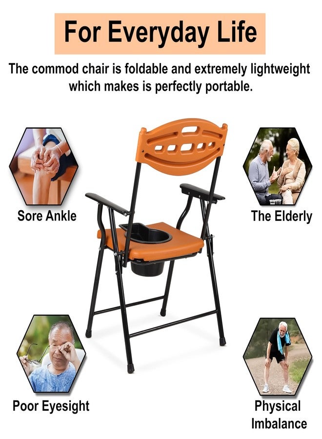BB SURGICAL Comfortable Plastic Commode Seat Chair, Fixed Armrests, Easy-Fold, Non-Slip Base Suitable for Old, Disabled People & Pregnant Women - Image 5