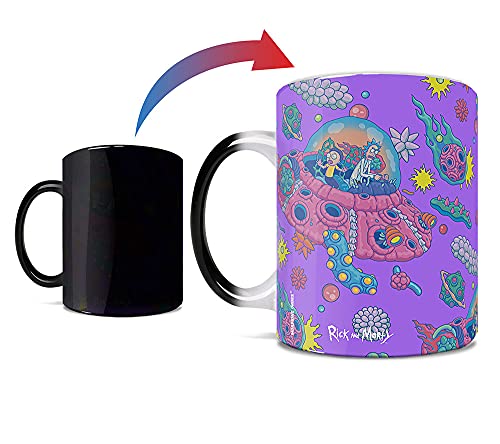 Morphing Mugs Rick and Morty – Space Cruiser – Trippy Purple Space - One 11 oz Color Changing Ceramic Mug – Image Revealed When HOT Liquid Is Added! MMUG1334 - Image 1