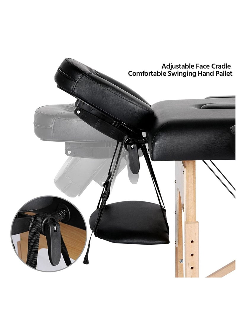 Cool Baby Portable Massage Table Professional Adjustable Folding Bed with 3-part Wooden Frame Ergonomic Headrest and Tote Bag for Therapeutic Tattoo Salon SPA Facial Treatment - Image 5