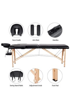 Cool Baby Portable Massage Table Professional Adjustable Folding Bed with 3-part Wooden Frame Ergonomic Headrest and Tote Bag for Therapeutic Tattoo Salon SPA Facial Treatment  - Image 3