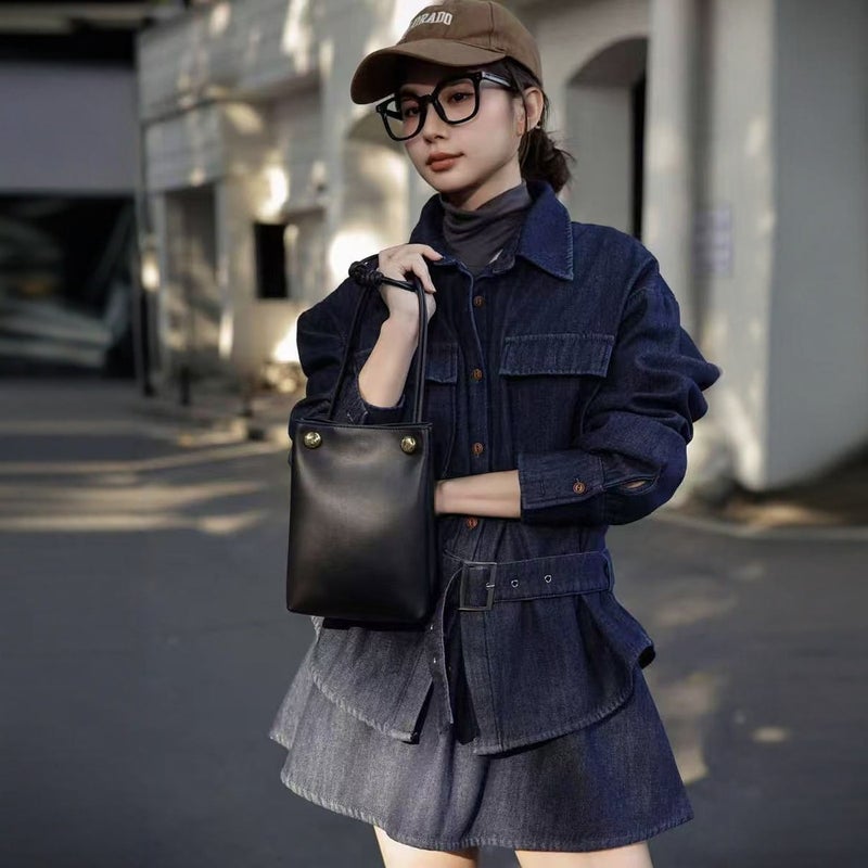 25 New Soft Mobile Phone Bag Coin Purse Practical Shoulder Handbag Crossbody Bag Organ Hardware Round Button Underarm Bag - Image 4