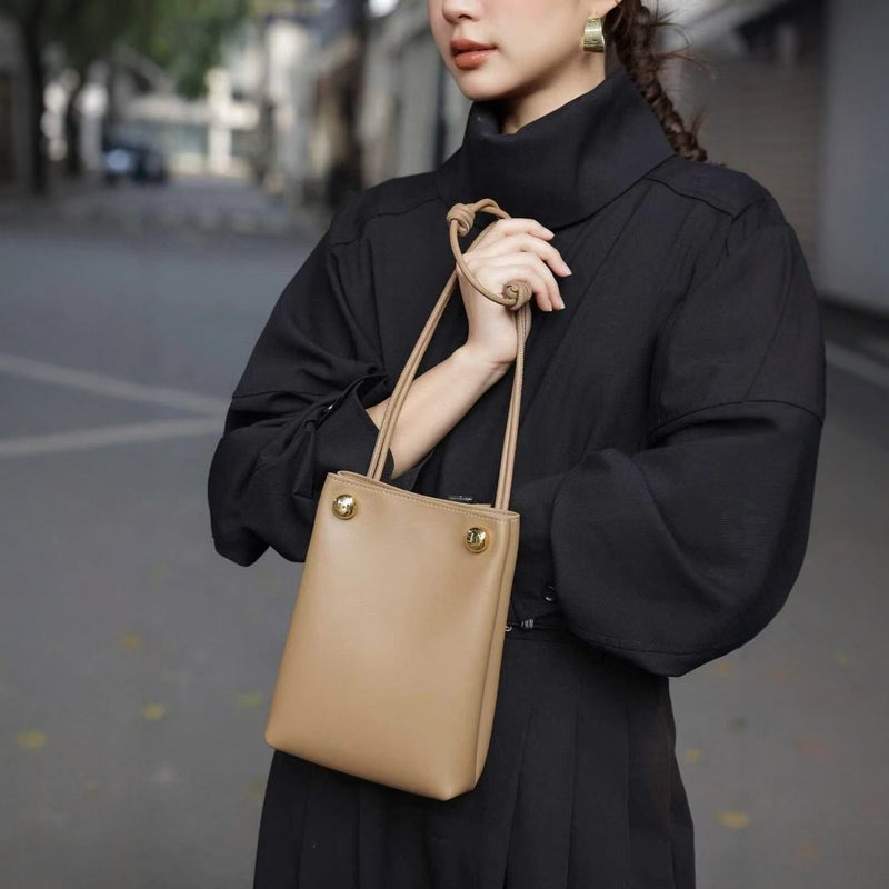 25 New Soft Mobile Phone Bag Coin Purse Practical Shoulder Handbag Crossbody Bag Organ Hardware Round Button Underarm Bag - Image 2