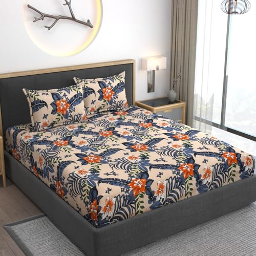 AMEYAA XXL Microfiber Soft Cotton Super King Size Bedsheet for Double Bed, King Size 108 Inches X 108 Inches, 9 Feet, 275 X 275 cm with 2 Large Size Pillow Covers Without Joint Multicolor - Image 2