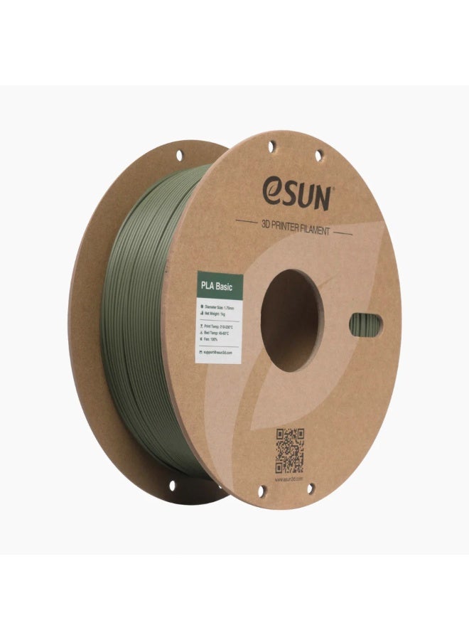 eSUN PLA Basic Filament 1.75 mm, 3D Printer Filament PLA Basic, Dimensional Accuracy +/- 0.03 mm, 1 kg Spool (2.2 lbs) 3D Printing Filament for 3D Printers, Olive Green
