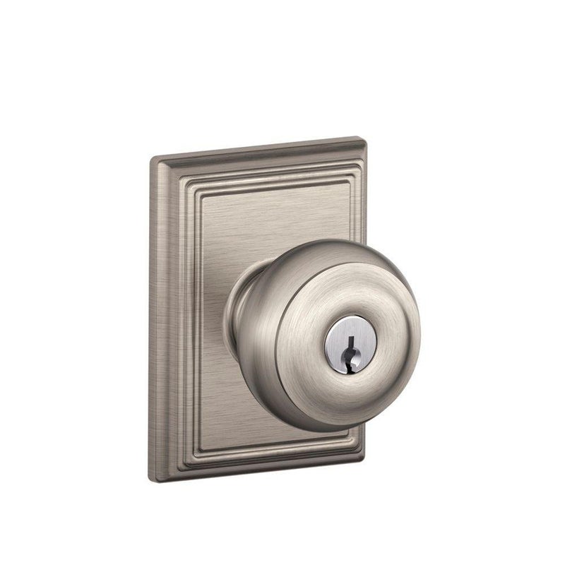 SCHLAGE F51A GEO 619 ADD Georgian Knob with Addison Trim Keyed Entry Lock, Satin Nickel