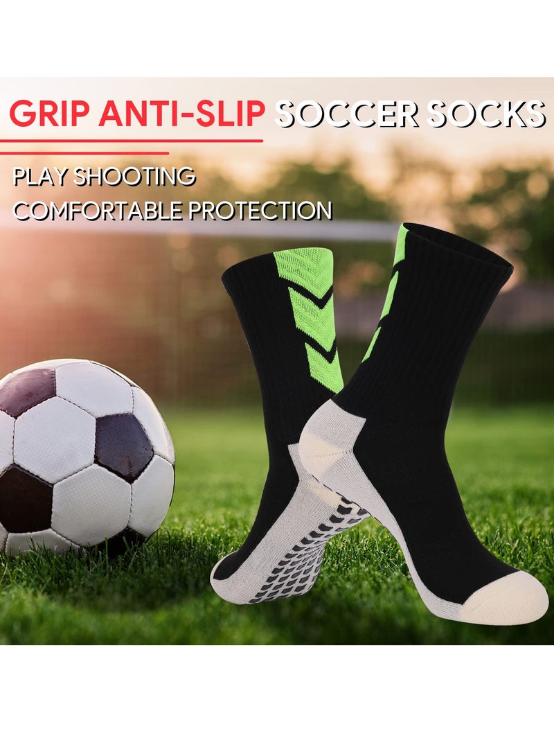 SOLARAE 3 Pairs Grip Socks Football Men Women Anti Slip Sports Grip Socks Breathable Anti Blister Rubber Pads Non Slip Basketball Socks Athletic Grippy Socks For Soccer Running Hiking Boxing Rugby (3 Color) - Image 2