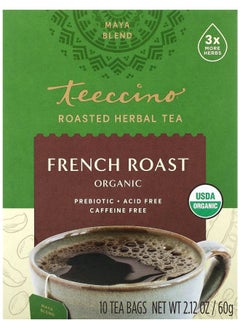 teeccino Organic Roasted Herbal Tea French Roast Caffeine Free 10 Tea Bags 2.12 oz (60 g) 