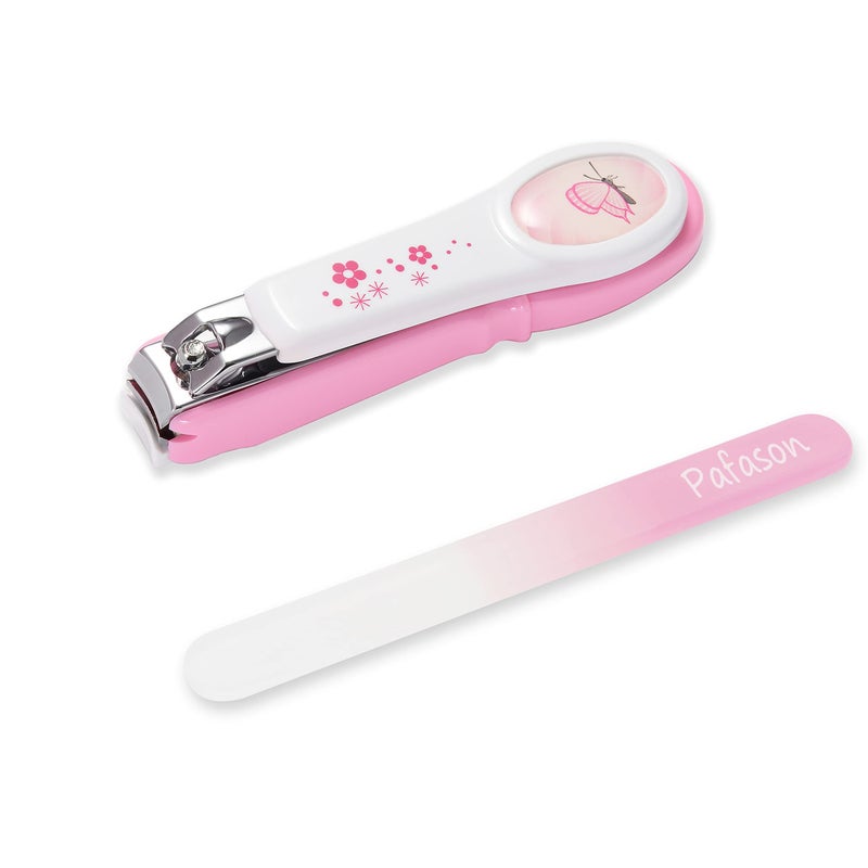 PAFASON Baby Safety Nail Clipper Cutter Trimmer with Nail Catcher and Baby Glass Nail File, Czech Float Glass, Stainless Steel Ideal Gift for Young Children Infant, Newborns Toddlers - Image 1