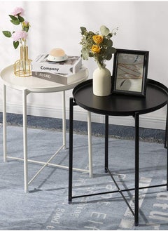 JCB CHIC Round End Table,Small Sofa Side Table For Coffee Anti-Rust Waterproof Metal with Removable  - Image 2