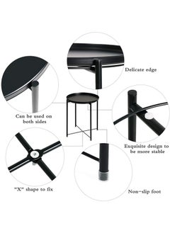JCB CHIC Round End Table,Small Sofa Side Table For Coffee Anti-Rust Waterproof Metal with Removable  - Image 4