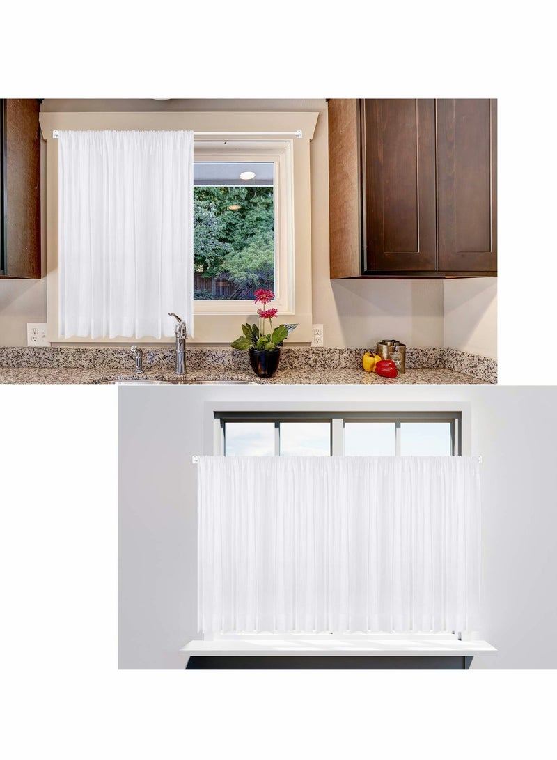 SOLARAE Extendable Curtain Rod, Cupboard Bars Tensions Rod Adjustable 4 Plastic with 12 Pcs Self Adhesive Hooks for Home Bathroom Supply (White) - Image 2