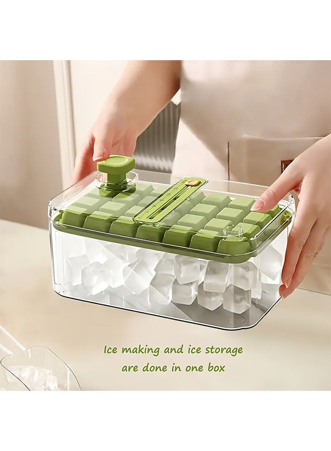 Double Layer 56 Grid Ice Cube Maker Tray - Large Capacity Ice Maker with Easy-Release Design, Transparent Lid & Controller, Durable Plastic for Refrigerator, Beverages, Coffee & Kitchen Essentials, Ice Cube Trays for Freezer, Beverage Cooling, Integrated Handle Feature, Easyrelease Mechanism, Freezer Storage, Sturdy Construction, Household Use