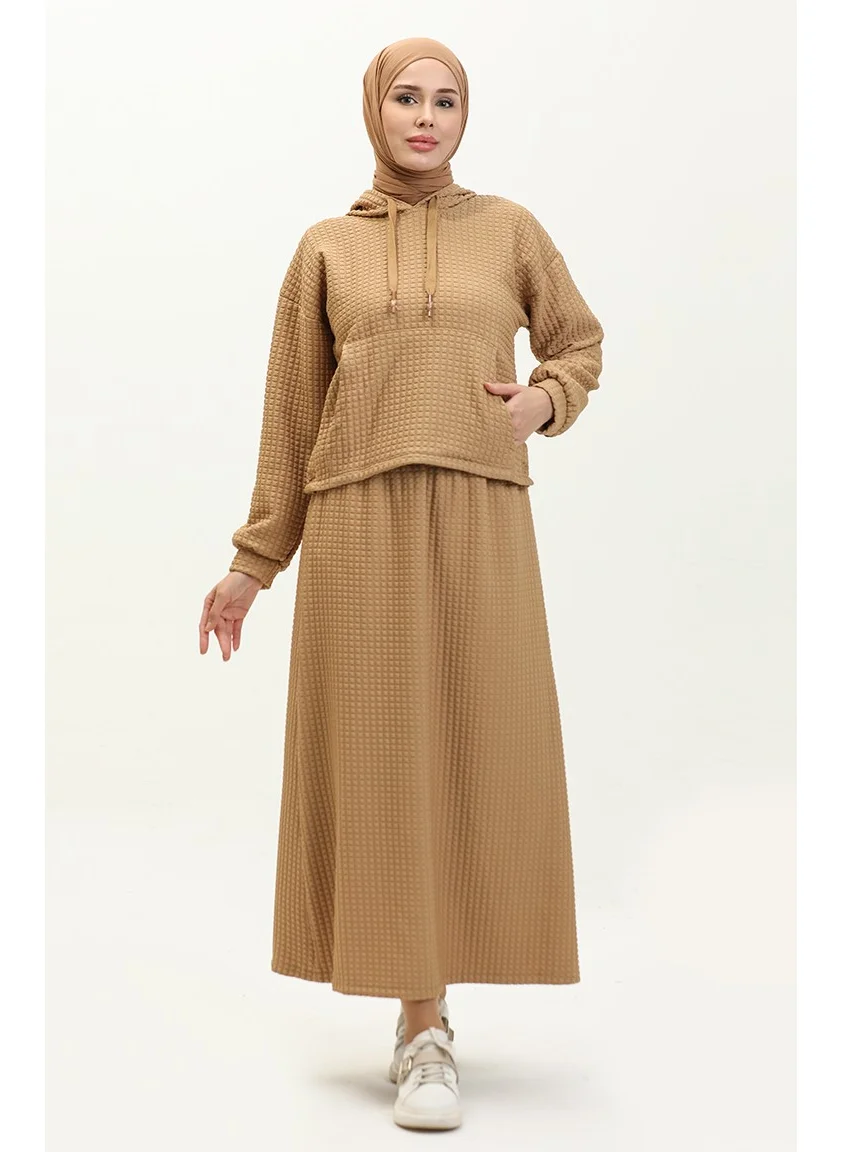 Sefa Merve Sweat Skirt Two Piece Set 24K9086-03 Mustard