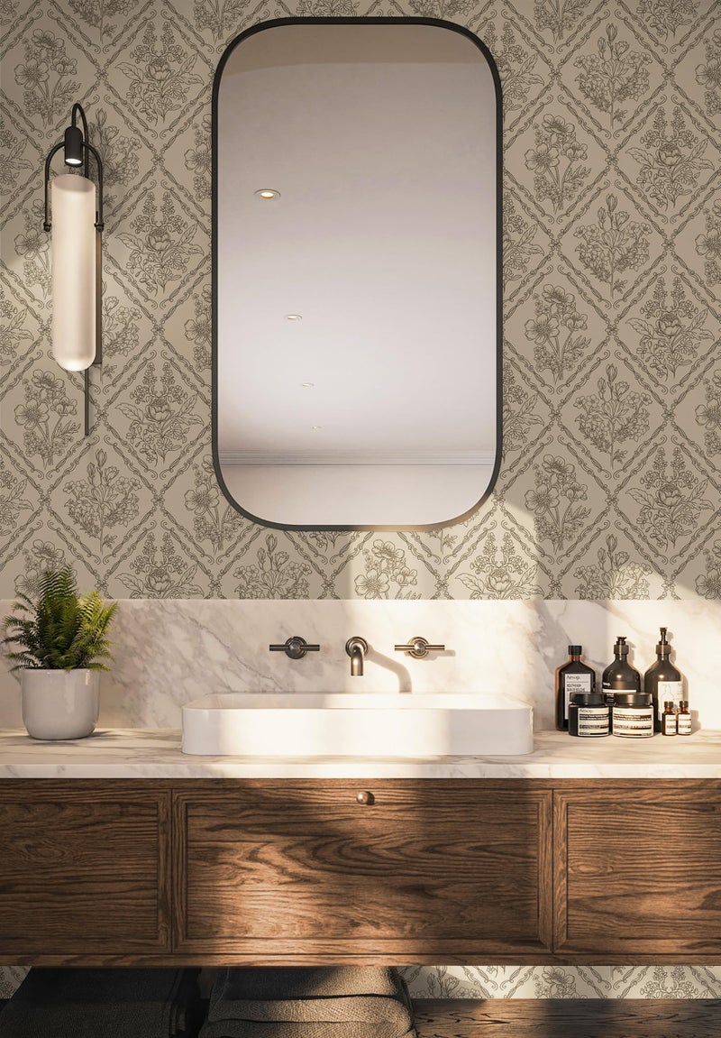 Toduso Peel and Stick Wallpaper Vintage Wall Paper Boho Contact Paper Neutral Removable Wallpaper for Kitchen Bathroom Bedroom Floral Waterproof Self Adhesive Vinyl Drawer Decor 17.3"x78.7" - Image 4