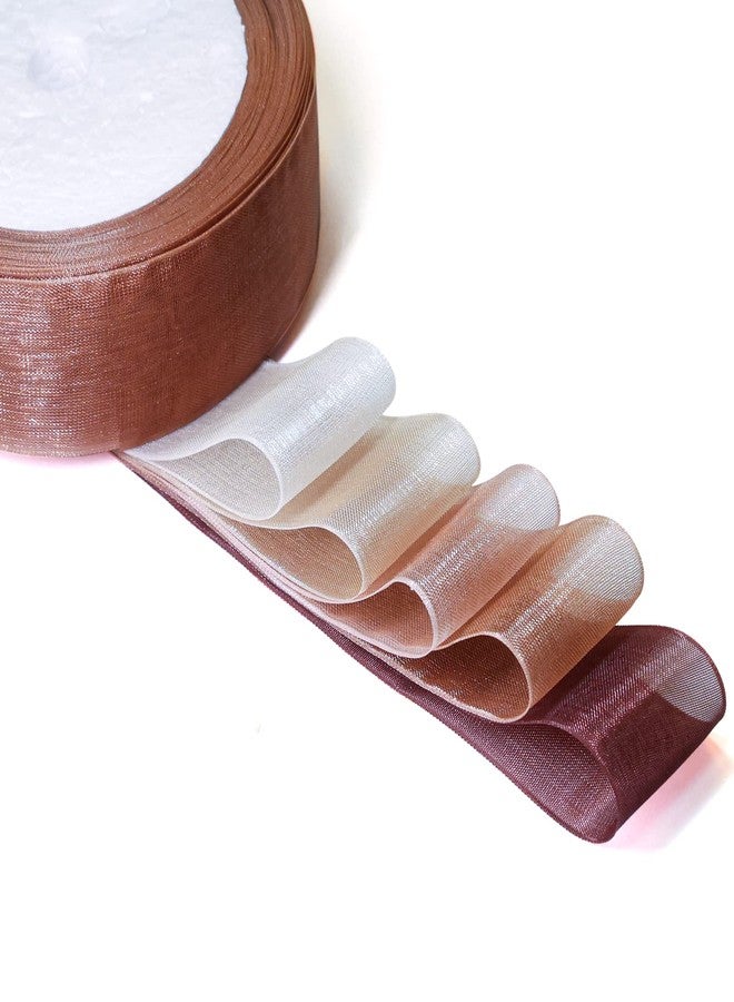 Showin 5 Rolls Organza Ribbon 1" x 25 Yd Each Roll, Fall Sheer Chiffon Ribbon, Transparent Sheer Ribbon for Gift Wrapping, Bouquet, Wedding, Party Decoration - Image 2