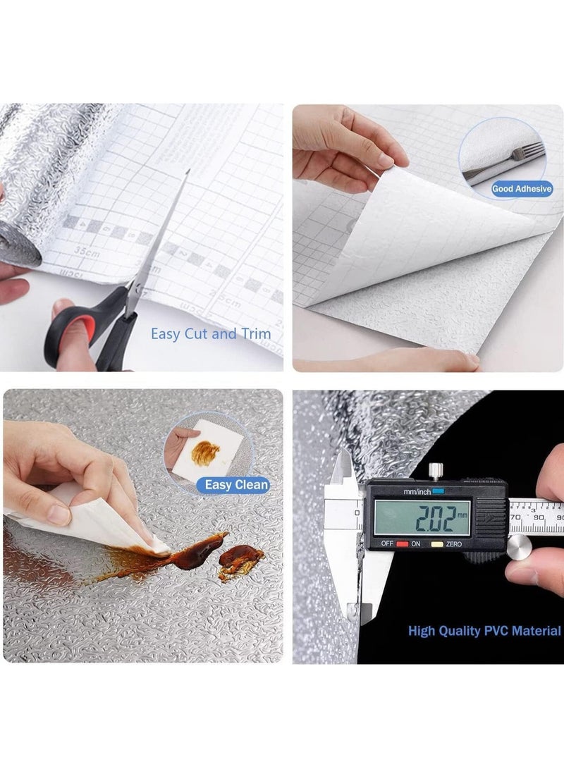 MARKQ ورق حائط فضي ذاتي اللصق 60x500 سم ورق لاصق قابل للإزالة للاثاث والخزائن ورفوف الكتب والأدراج وموقد الطهي وسطح العمل وظهر المطبخ ملصقات PET مقاومة للزيت ومائية وملصقات من رقائق الألمنيوم - Image 2