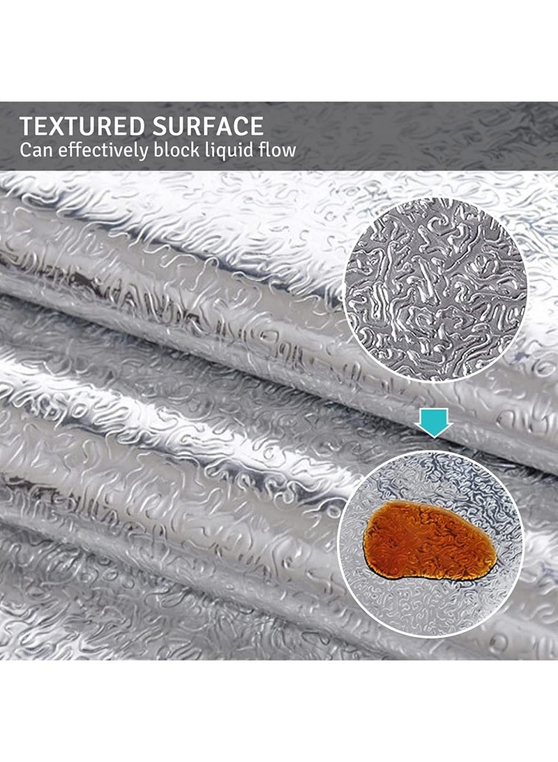 MARKQ ورق حائط فضي ذاتي اللصق 60x500 سم ورق لاصق قابل للإزالة للاثاث والخزائن ورفوف الكتب والأدراج وموقد الطهي وسطح العمل وظهر المطبخ ملصقات PET مقاومة للزيت ومائية وملصقات من رقائق الألمنيوم - Image 4