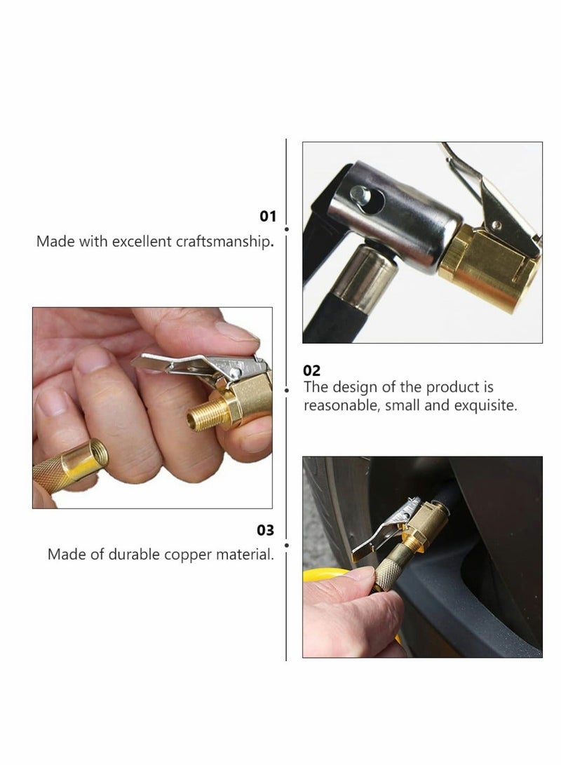 Generic 5pcs Brass Air Chuck Tire Air Chuck Heavy Duty Lock on Tire Inflator Chuck with Clip for Tire Inflator Gauge Compressor Accessories  - Image 5