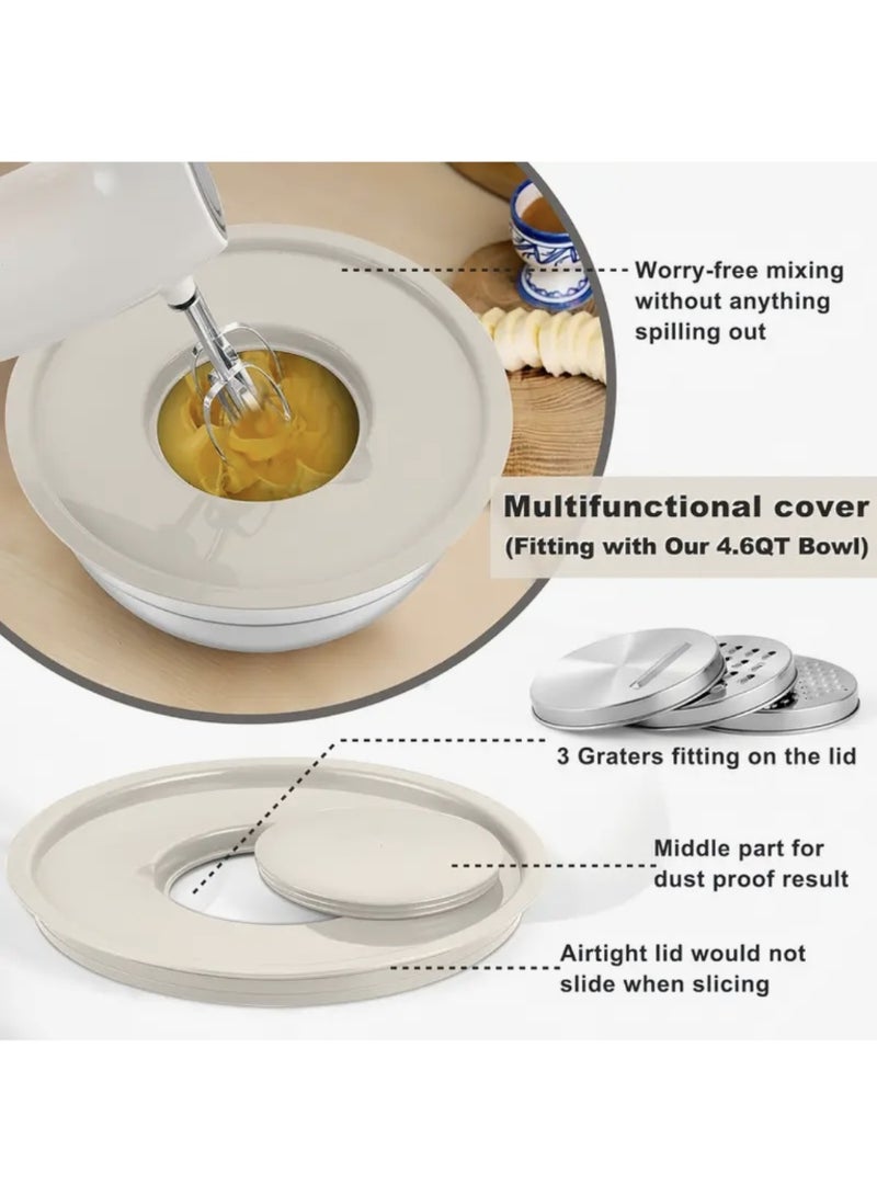 أومون مجموعة أوعية خلط من الفولاذ المقاوم للصدأ مكونة من 6 قطع مع غطاء وملحق مطحنة محكمة الإغلاق، وقاعدة وعاء غير منزلق ومجموعة أدوات المطبخ - Image 2