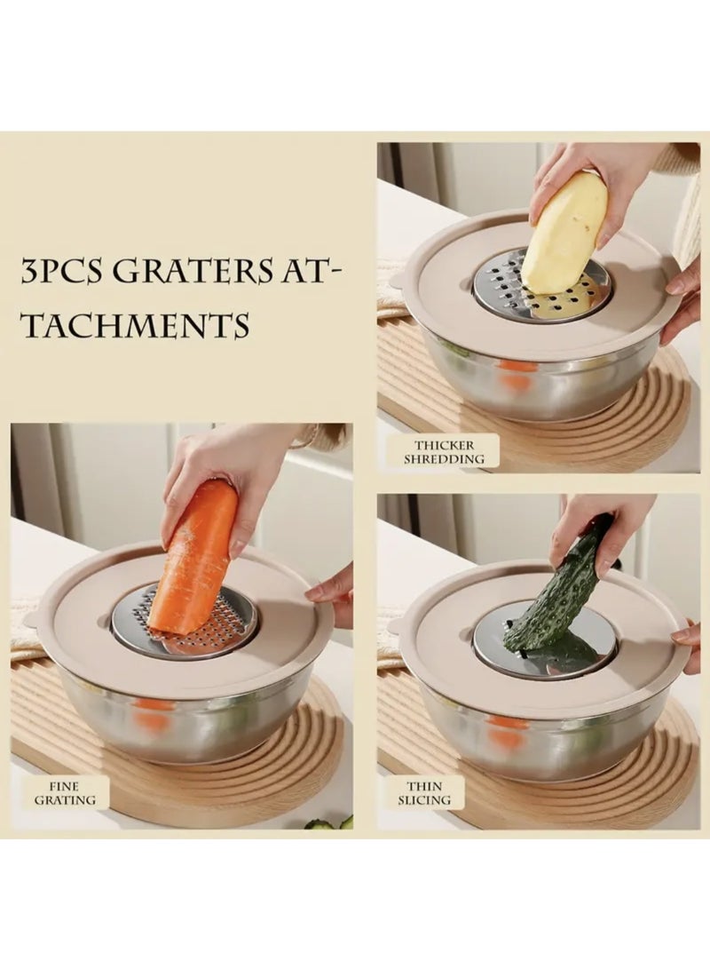 أومون مجموعة أوعية خلط من الفولاذ المقاوم للصدأ مكونة من 6 قطع مع غطاء وملحق مطحنة محكمة الإغلاق، وقاعدة وعاء غير منزلق ومجموعة أدوات المطبخ - Image 5