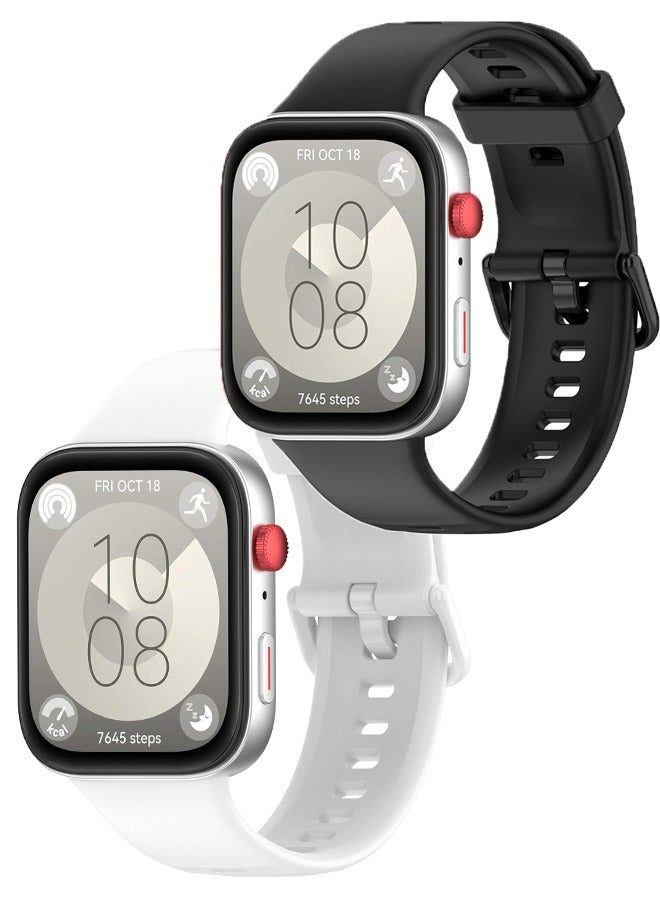 بولوز 2سوار بديل من السيليكون لساعة هواوي واتش فيت 3/فيت 4/فيت 4 برو، أبيض - Image 1